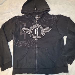 Gibson Guitars Men's Zipped Hoodie - Black Size Large